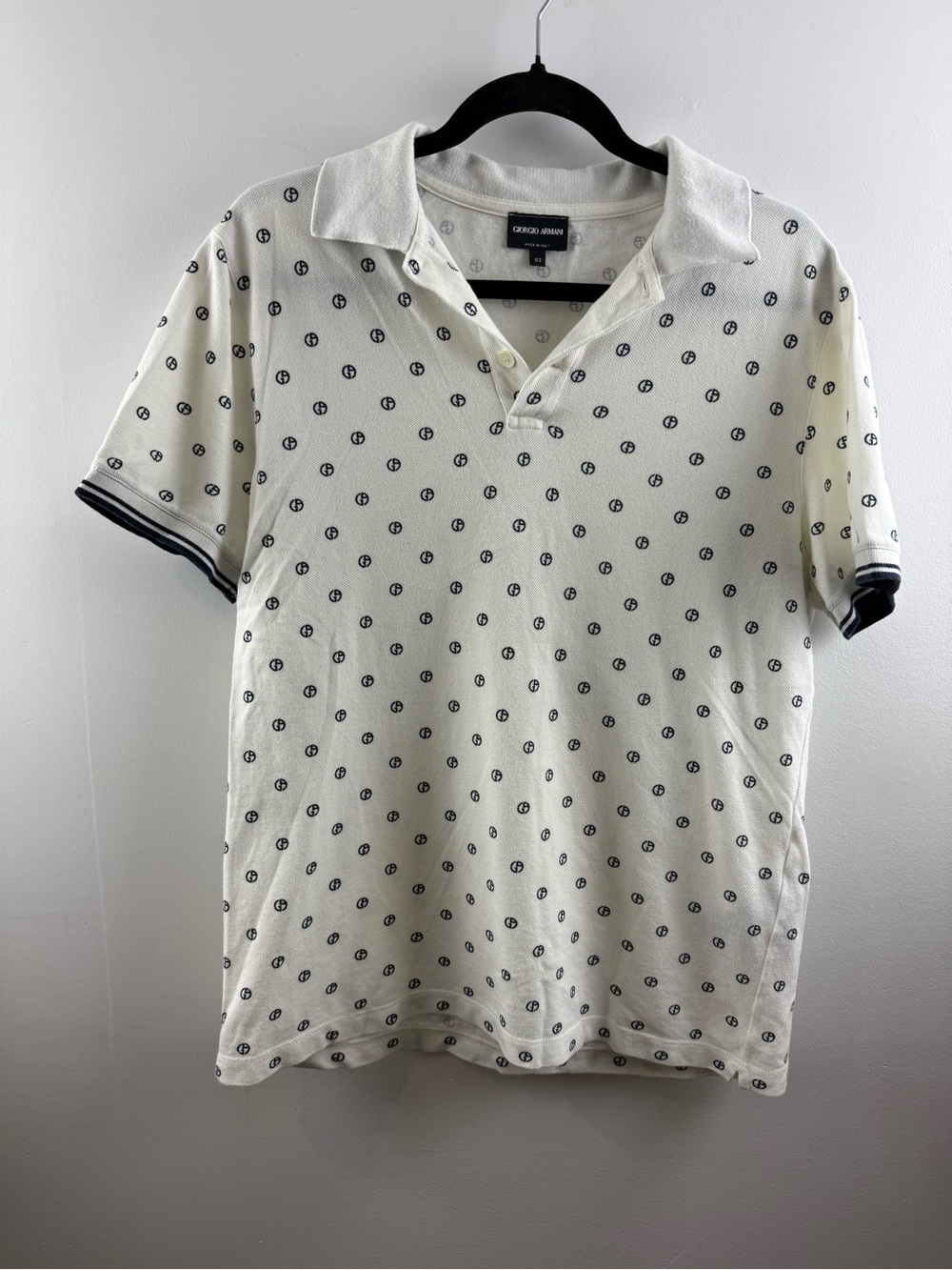 Giorgio Armani Black Label Monogram Logo Polo Shirt Italy IT 52 M
